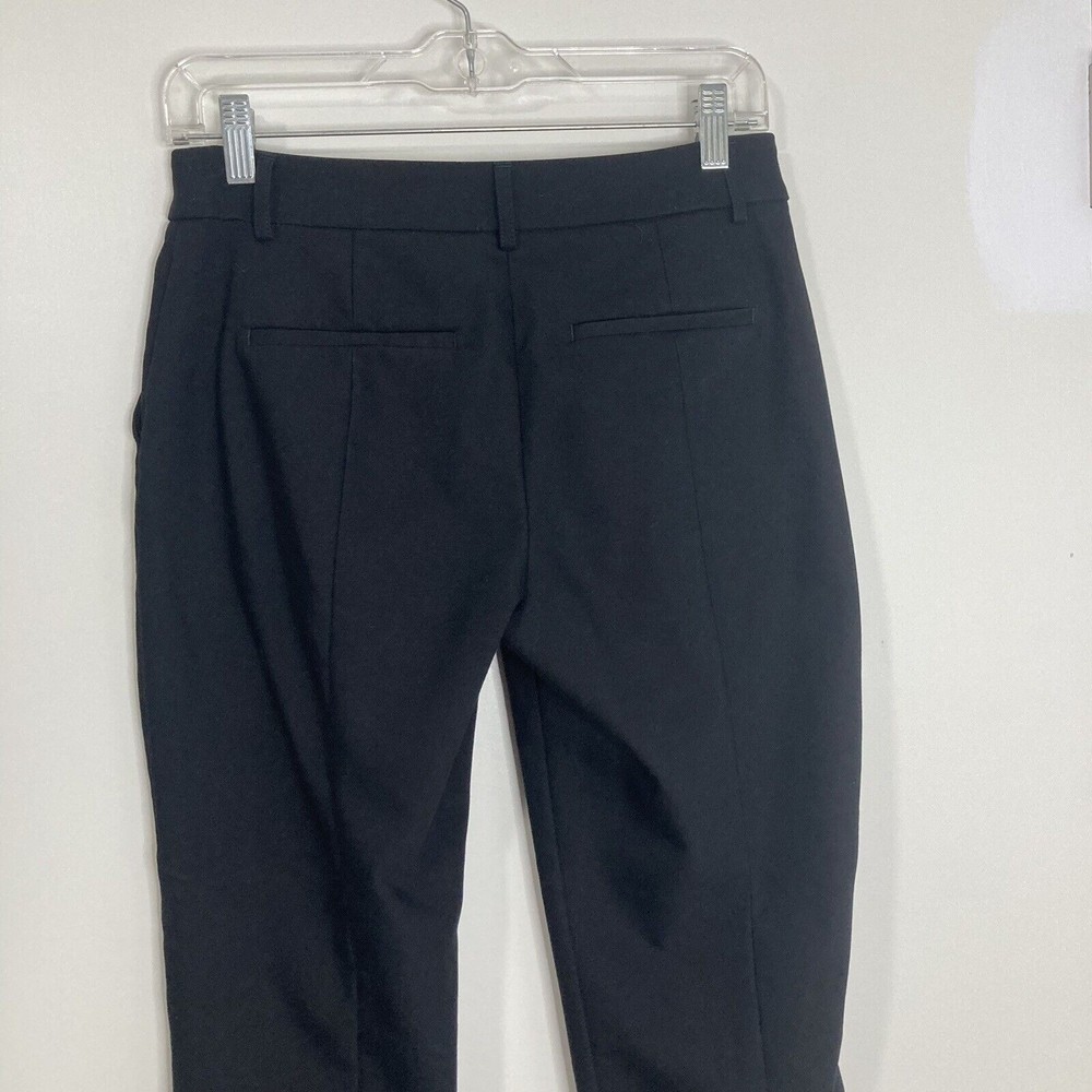 Express Dress Pants Womens 4R Stretch Columnist Ankle Ruffle Mid Rise Black - Picture 7 of 12